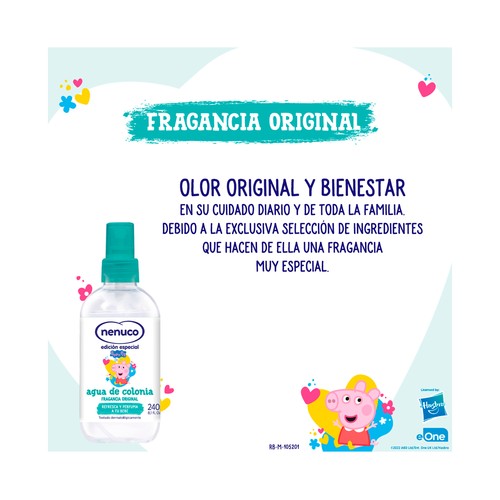 NENUCO Agua de colonia con fragancia original y vaporizador en spray NENUCO Peppa pig baby 240 ml.