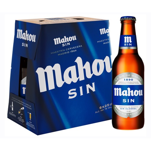 Cerveza sin alcohol MAHOU, pack 6 uds. x 25 cl.