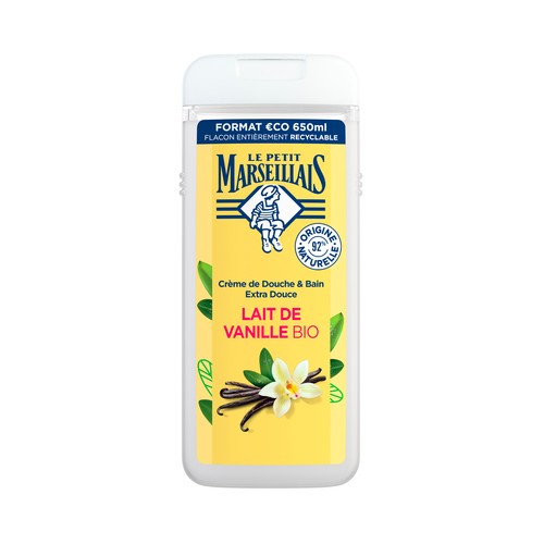 LE PETIT MARSEILIAIS Gel hidratante y nutritivo extra suave, con leche de vainilla bio, para pieles sensibles 650 ml.