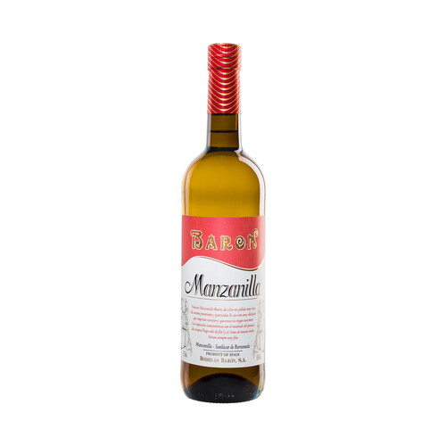 BARÓN  Vino manzanilla fina con D.O. Manzanilla - Sanlúcar de Barrameda botella de 75 cl.