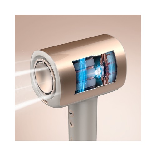 Secador de pelo CECOTEC Dryglam Nano Plasma color champán, 1600W, 3 velocidades, 3 temperaturas.