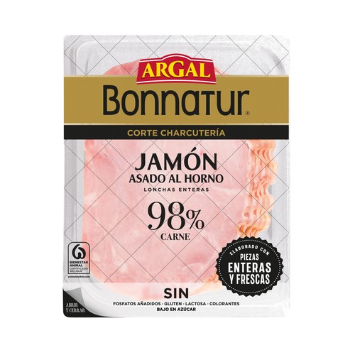 ARGAL Bonnatur Corte charcutería Jamón asado al horno, cortado en lonchas enteras 125 g.