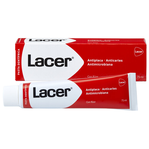 Pasta de dientes con flúor y acción anticaries, antiplaca, y antimicrobiana LACER 75 ml.