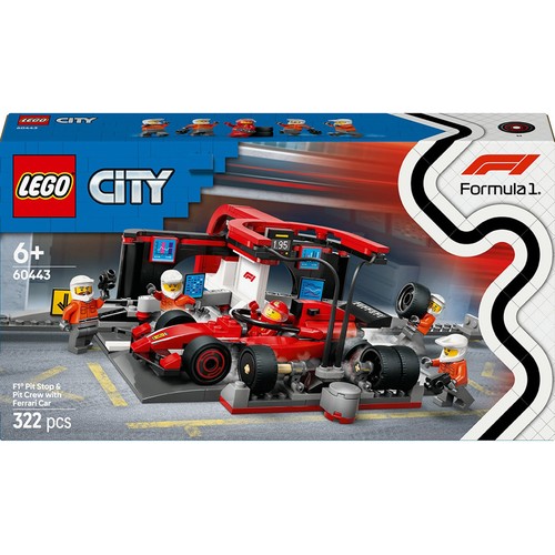 LEGO City Parada en boxes F1 y equipo Ferrari.