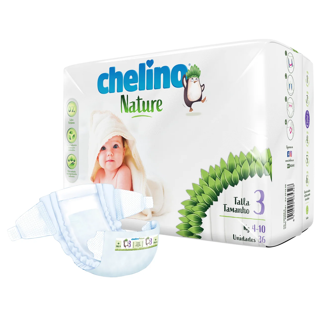 CHELINO Nature Pañales talla 3 (4-10 kg) 36 uds.