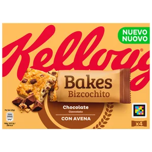 KELLOGG'S Barritas de trigo y avena, con pepitas de chocolate, vitaminas y hierro 4 x 45 g.