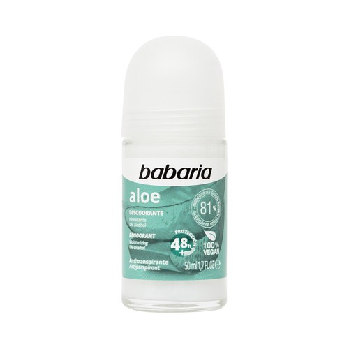 BABARIA Aloe Desodorante roll on para mujer con acción hidratante y antitranspirante hasta 48 horas 50 ml.