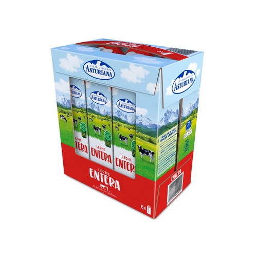 Leche de vaca entera de origen español CENTRAL LECHERA ASTURIANA 6 x 1l.
