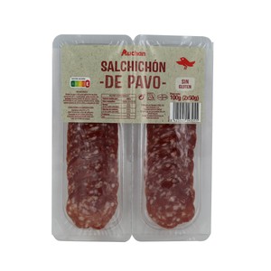 Auchan Salchichón de Pavo Cortado en Lonchas 100 G. Producto Alcampo