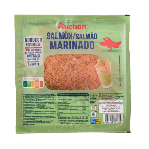 AUCHAN Salmón marinado 80 g. Producto Alcampo