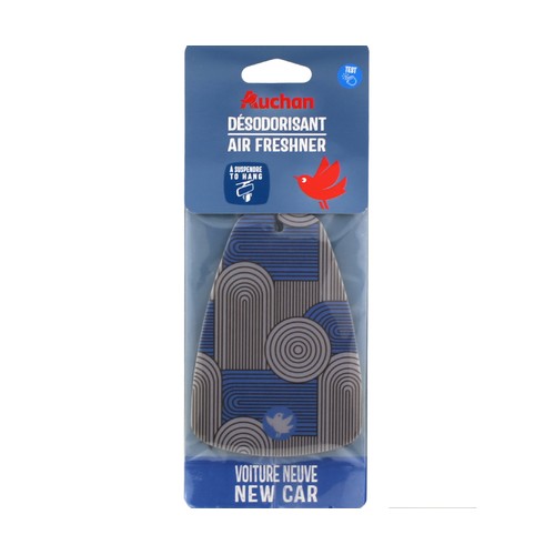 Ambientador papel para colgar con aroma a coche nuevo, AUCHAN.