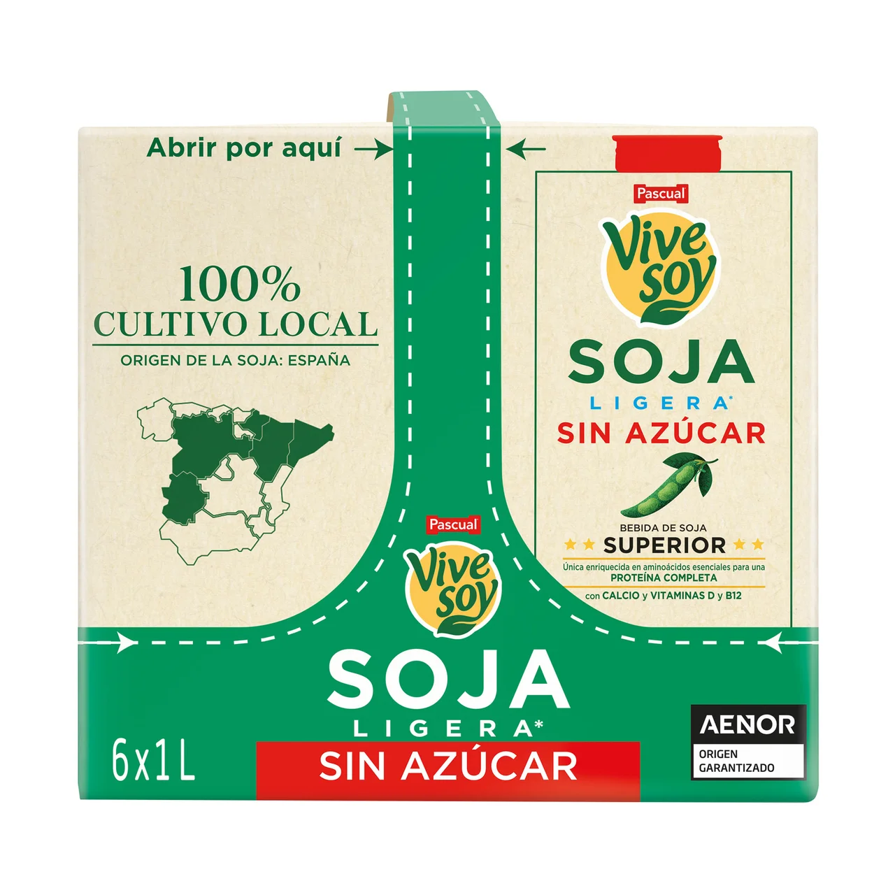 Pascual Vivesoy Bebida de Soja Sin Azúcar 6x1L