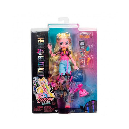 MONSTER HIGH Lagoona Blue Muñeca articulada con mascota y accesorios de moda, 25cm juguete +4 años