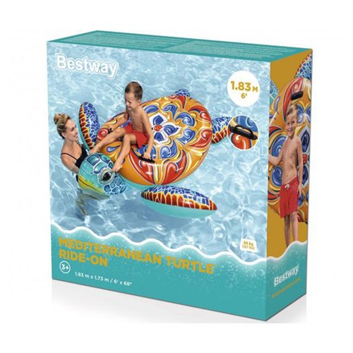 Figura hinchable de tortuga mediterránea con asas 183x173cm, BESTWAY.