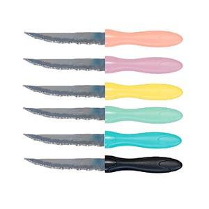 Imagen de Cuchillo chuletero de 11 cm con mango de plástico, surtido de colores, ALCAMPO.