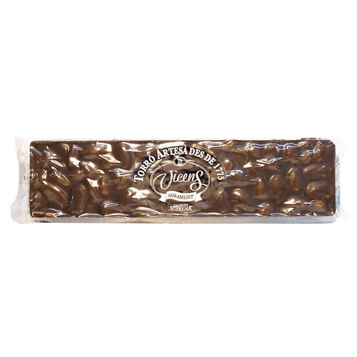 VICENS Turrón artesano de chocolate con leche y almendras 300 g.