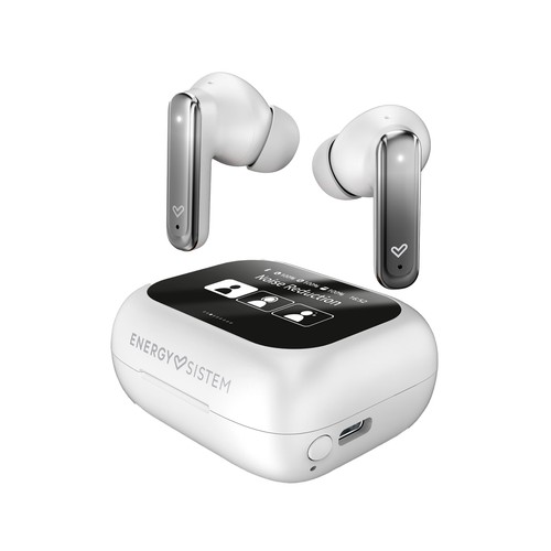 Auriculares Inalámbricos Bluetooth ENERGY SISTEM ScreenSound Snow, estuche de carga con pantalla, autonomía 25h..