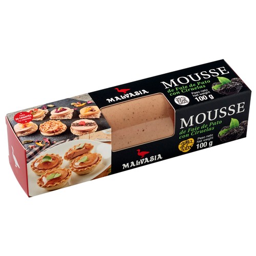 Mousse de foie de pato con ciruelas MALVASIA 100 g.