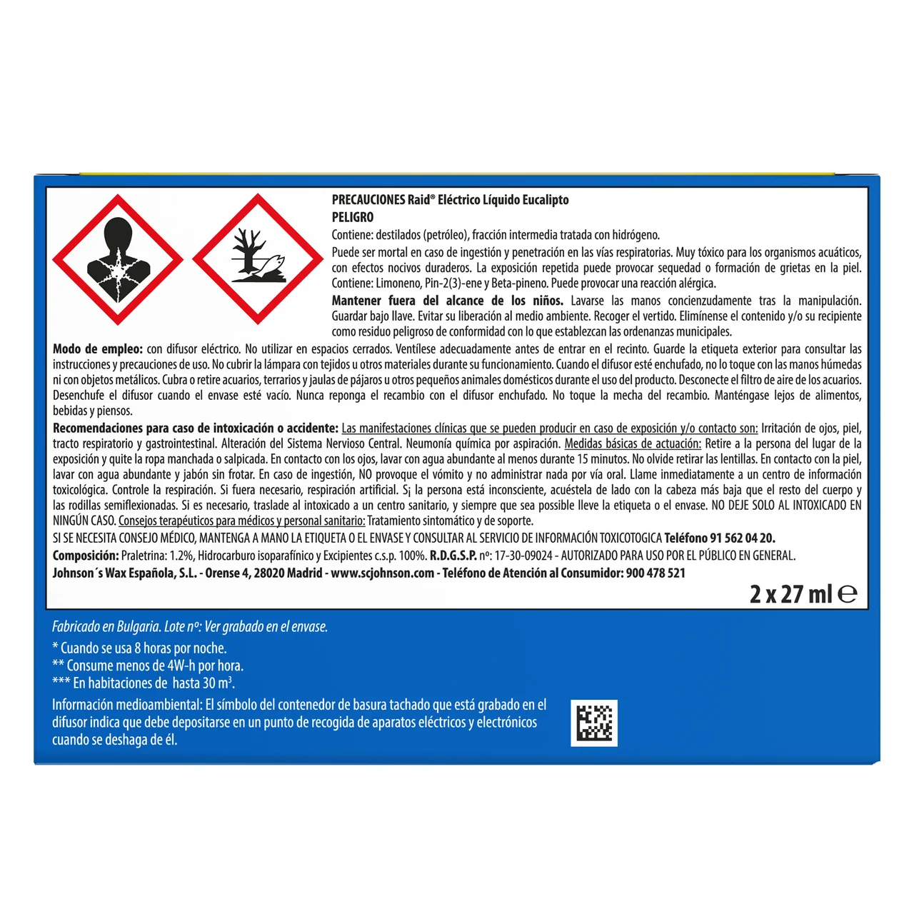 Insecticida aparato + recambio eléctrico 2 uds. x 27 ml.