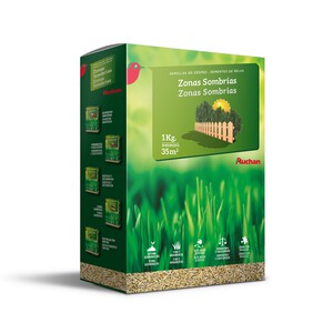 Caja de 1 kilogramo con semillas para plantar cesped para zonas sombrias o con poca luz PRODUCTO ALCAMPO.