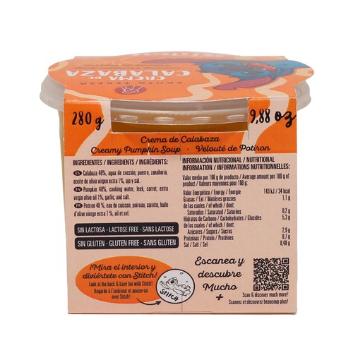 SANTA TERESA Stitch Crema de calabaza con aceite de oliva virgen extra 280 g.