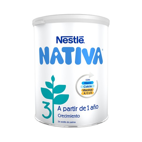 NATIVA 3 de Nestlé Leche (3) de crecimiento en polvo, a partir de los 12 meses 800 g.