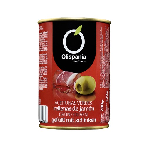 OLISPANIA Aceituna rellena de jamón lata de 120g