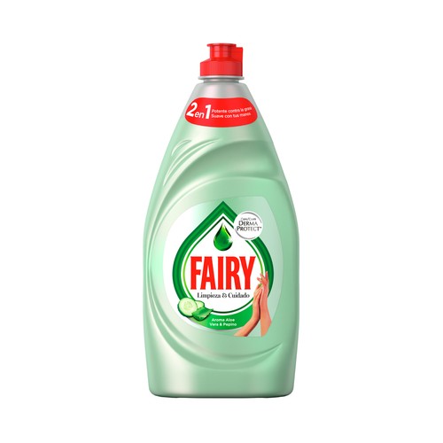 FAIRY Detergente lavavajillas concentrado de mano aroma aloe vera y pepino FAIRY 820 ml.