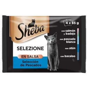SHEBA Comida para gatos gelatina selección pescados 12 uds. x 100 g.