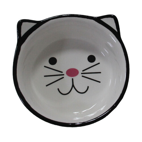 PRODUCTO ALCAMPO Cuenco negro para gatos de cerámica (comedero o bebedero) de 11.5 x 11.5 x 6 cm.