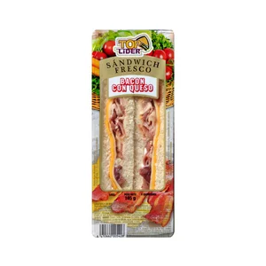 TOP LIDER Sandwich de pan blanco con bacon y queso TOP LIDER 185 g.