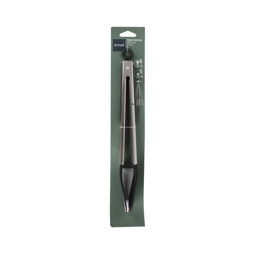 Pinzas espátula de acero inoxidable y silicona, 35cm., ACTUEL.