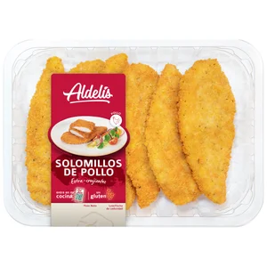 Bandeja con solomillos de pollo con empanado extra crujiente ALDELÍS