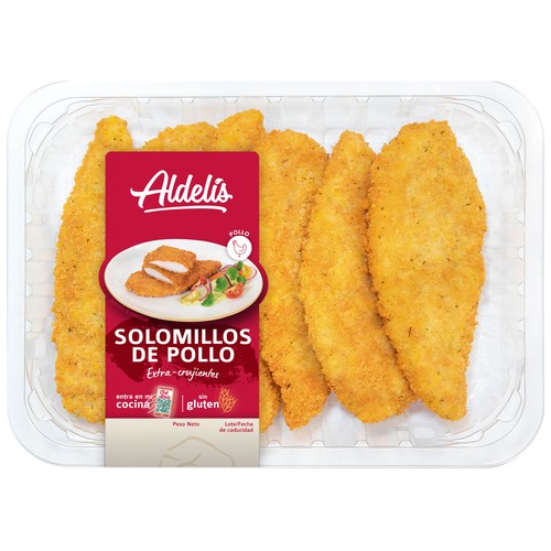 Bandeja con solomillos de pollo con empanado extra crujiente ALDELÍS