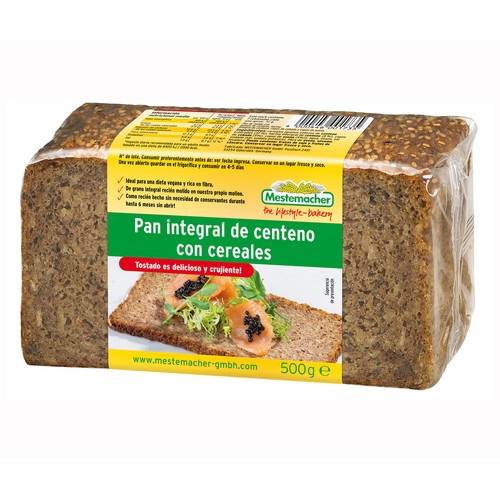 MESTEMACHER Pan integral de centeno con cereales 500 g.