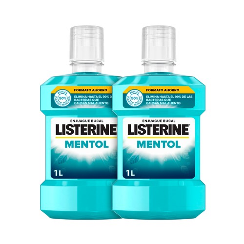 LISTERINE Enjuague bucal diario, con sabor mentol 2 x 1 l.