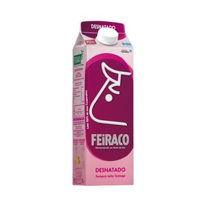Leche de vaca desnatada de origen 100% gallega 1 l.