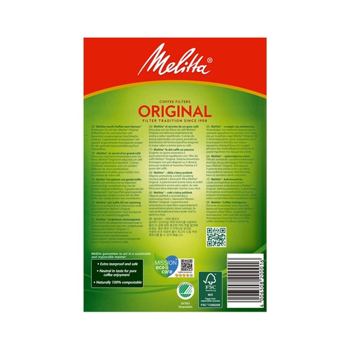 Filtros para cafetera, nº 1x4 MELITTA 40 unidades.
