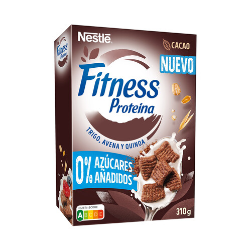 FITNESS Proteina de Nestlé Cereales (trigo, avena y quinoa), sin azúcares añadidos y con sabor a chocolate 310 g.