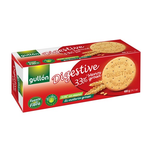 GULLÓN Galletas integral Digestive con contenido reducido en grasa (33% menos) 400 g.