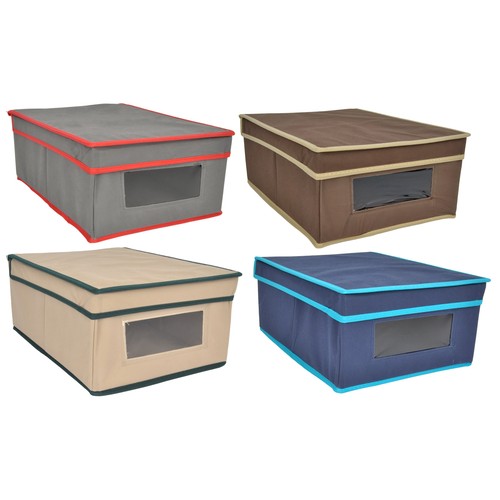 Caja de tela con tapa para ordenación, 26x36x16 centímetros HOME.
