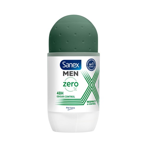 SANEX Men zero% Desodorante roll on para hombres anti transpirante hasta 48 horas 50 ml.