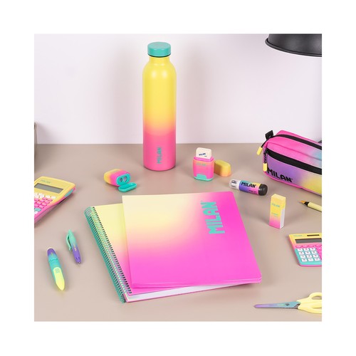 Cuaderno A4 tapa dura cuadriculado 5x5 mm 90 hojas 90 gr Sunset color lila. MILAN