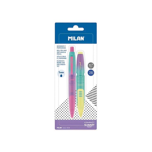 Blíster 1 bolígrafo tinta azul + 1 portaminas COMPACT Sunset MILAN