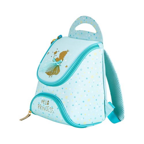 Mochila preescolar diseño de princesa, color azul, PRODUCTO ALCAMPO, 24x25x13cm.