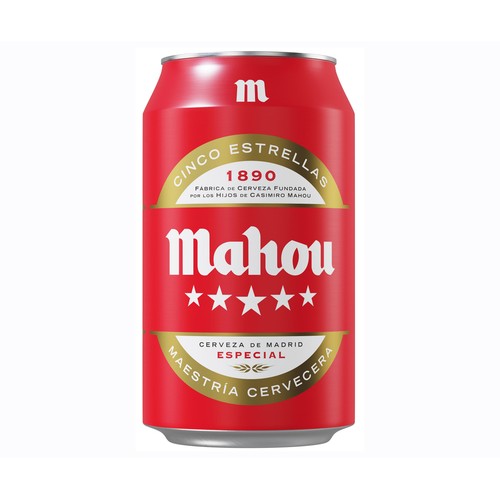 MAHOU 5 ESTRELLAS Cerveza Lata 33 cl.