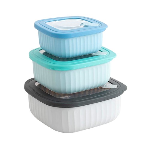Set de 3 recipientes cuadrados de plástico, 450+850+1400ml, colección Mia BIDASOA.           