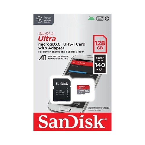Tarjeta de memoria SANDISK ULTRA SDSQUAB MicroSDXC 128GB.