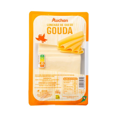 Queso en lonchas Gouda PRODUCTO ALCAMPO 200 g.