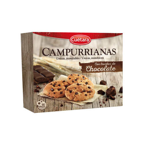 Galletas con pepitas de chocolate Campurrianas  CUÉTARA caja 450 g.
